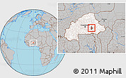 Gray Location Map of Koupela, highlighted country, highlighted parent region