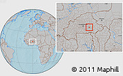 Gray Location Map of Koupela, hill shading