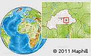 Physical Location Map of Koupela, highlighted country, highlighted parent region