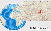 Shaded Relief Location Map of Koupela, highlighted parent region, within the entire country