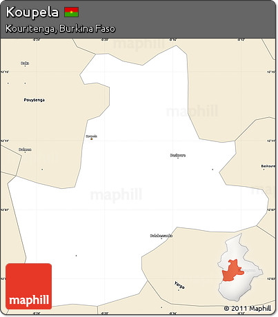 Classic Style Simple Map of Koupela