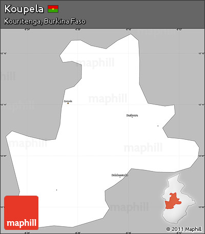 Gray Simple Map of Koupela, single color outside