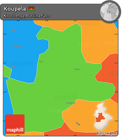 Political Simple Map of Koupela
