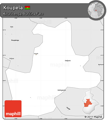 Silver Style Simple Map of Koupela