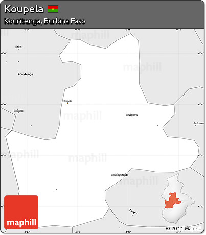 Silver Style Simple Map of Koupela