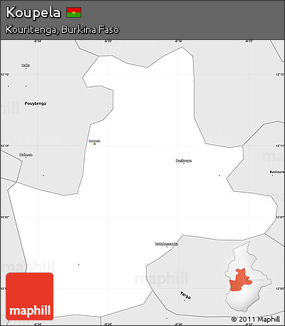 Silver Style Simple Map of Koupela