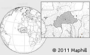 Gray Location Map of Burkina Faso, blank outside