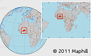 Gray Location Map of Burkina Faso, within the entire continent
