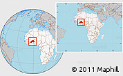 Gray Location Map of Burkina Faso, highlighted continent, within the entire continent