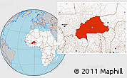 Gray Location Map of Burkina Faso, highlighted continent