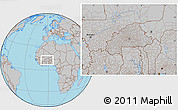 Gray Location Map of Burkina Faso, hill shading inside