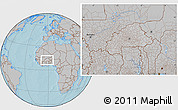 Gray Location Map of Burkina Faso, hill shading outside