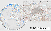Gray Location Map of Burkina Faso, lighten, desaturated