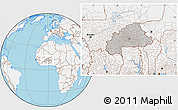 Gray Location Map of Burkina Faso, lighten, land only