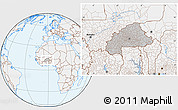 Gray Location Map of Burkina Faso, lighten