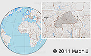 Gray Location Map of Burkina Faso, lighten, semi-desaturated, land only