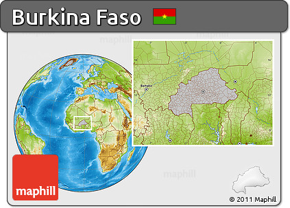 Gray Location Map of Burkina Faso, physical outside, hill shading