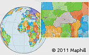 Gray Location Map of Burkina Faso, political outside