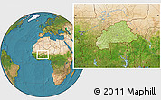 Physical Location Map of Burkina Faso, satellite outside