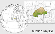 Satellite Location Map of Burkina Faso, blank outside