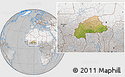 Satellite Location Map of Burkina Faso, lighten, desaturated