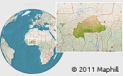 Satellite Location Map of Burkina Faso, lighten, land only