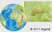 Satellite Location Map of Burkina Faso, physical outside