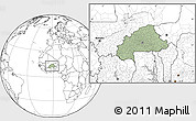 Savanna Style Location Map of Burkina Faso, blank outside, hill shading inside