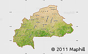 Satellite Map of Burkina Faso, single color outside, bathymetry sea, shaded relief sea