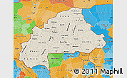 Shaded Relief Map of Burkina Faso, political outside, shaded relief sea