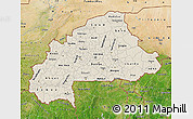 Shaded Relief Map of Burkina Faso, satellite outside, shaded relief sea