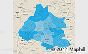 Political Shades 3D Map of Mou Houn, shaded relief outside