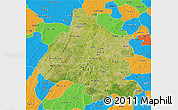 Satellite 3D Map of Mou Houn, political outside