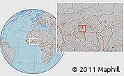 Gray Location Map of Bana, within the entire country, hill shading