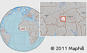 Gray Location Map of Bana, highlighted parent region, hill shading