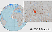 Gray Location Map of Mou Houn, within the entire country, hill shading