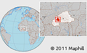 Gray Location Map of Mou Houn, highlighted country, within the entire country