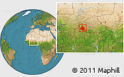 Satellite Location Map of Mou Houn, within the entire country