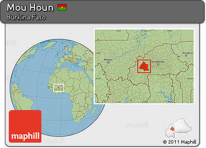 Savanna Style Location Map of Mou Houn