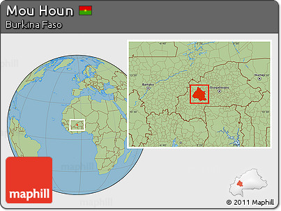 Savanna Style Location Map of Mou Houn