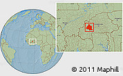 Savanna Style Location Map of Mou Houn, hill shading