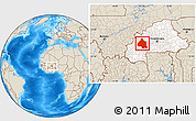 Shaded Relief Location Map of Mou Houn, highlighted country