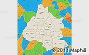 Shaded Relief Map of Mou Houn, political outside