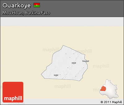 Classic Style 3D Map of Ouarkoye, single color outside