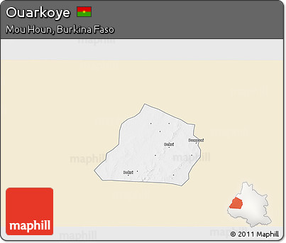 Classic Style 3D Map of Ouarkoye, single color outside
