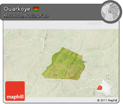 Satellite 3D Map of Ouarkoye, lighten