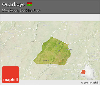 Satellite 3D Map of Ouarkoye, lighten