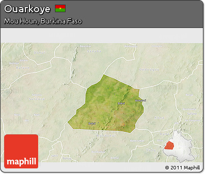 Satellite 3D Map of Ouarkoye, lighten