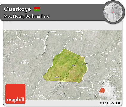 Satellite 3D Map of Ouarkoye, lighten, semi-desaturated