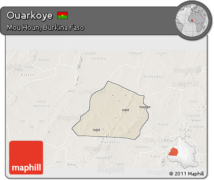 Shaded Relief 3D Map of Ouarkoye, lighten